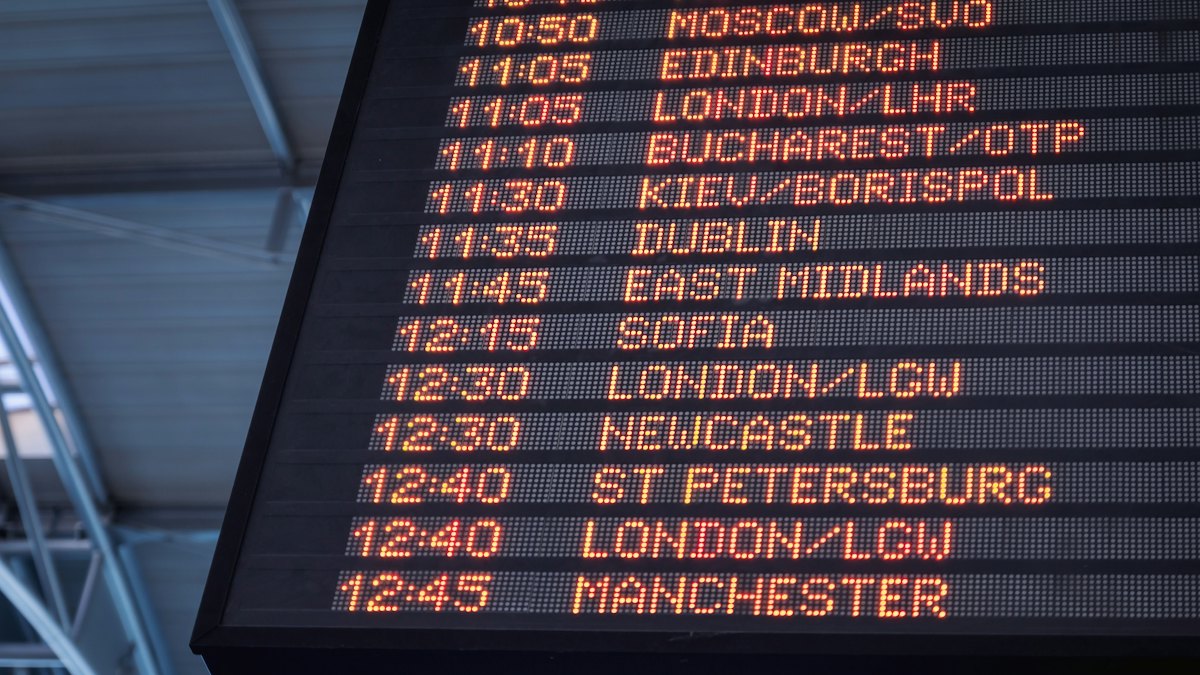 Airport departures board